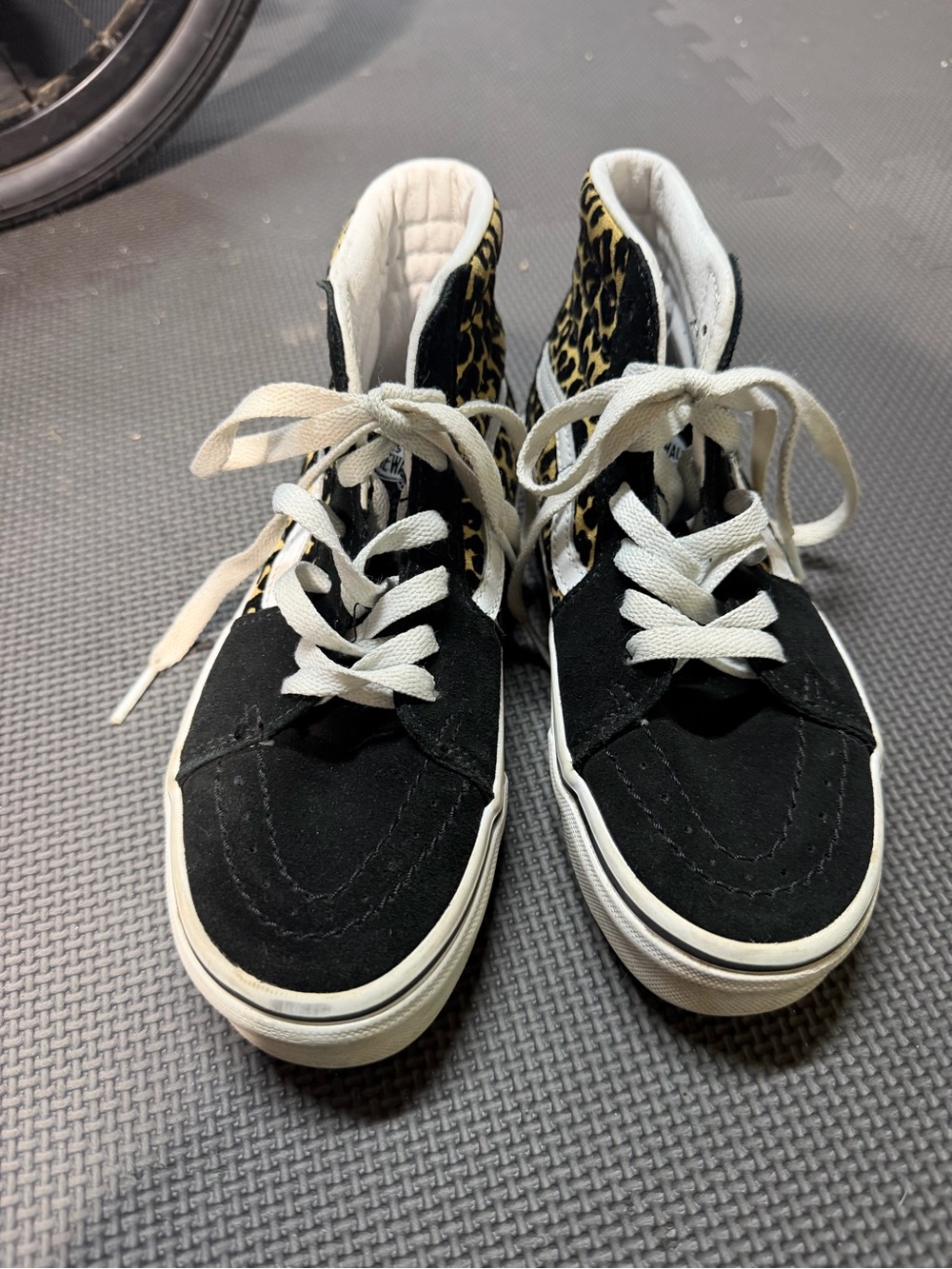Vans Kids Black High-Top Sneakers with Leopard Panels